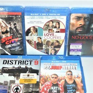 NEW Lot 5x Blue Ray DVD'S Love Coopers 22 Jump Street Sin City District 9